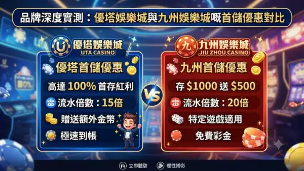 品牌深度實測:優塔娛樂城與九州娛樂城嘅首儲優惠對比